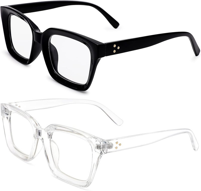 COASION Classic Non-prescription Clear Lens Eyeglasses for Women Thick Square Frame Eyewear - Image 1
